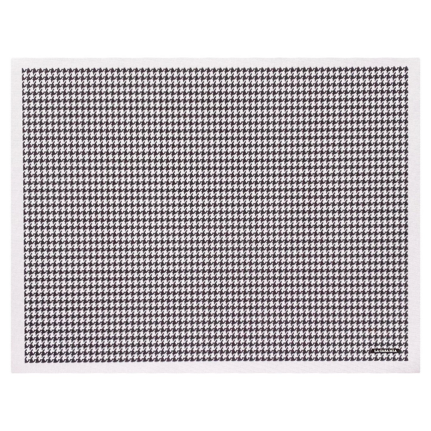 Individual de uso diario “pata de gallo en negro con marco blanco”